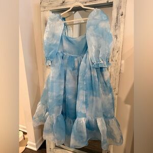 Selkie Head in the Clouds French Puff Dress 3x organza ruffle midi